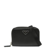 プラダ 三角ロゴプレート コインケース カードケース ショルダーウォレット ブラック サフィアーノ レザー レディース PRADA 【中古】